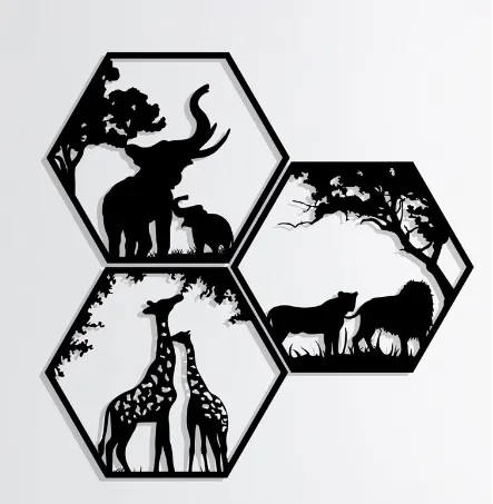 5pcs-hexagon-african-wild-animals-wall-art